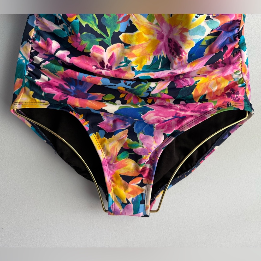 Swim Solutions Floral One-Piece Swimsuit in Navy, Pink, Yellow & Green - Picture 5 of 13